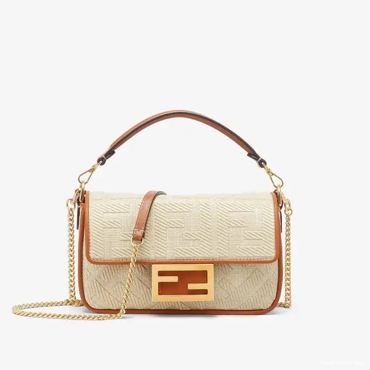 Motif In Fendi Beige Bag Straw Mini Baguette FF 0508